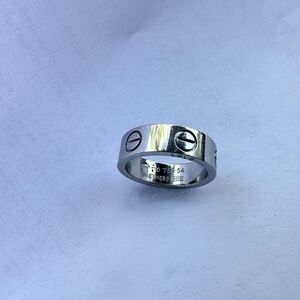 Silver Love Ring 18k White Gold Plated Finish Size 9, 6mm